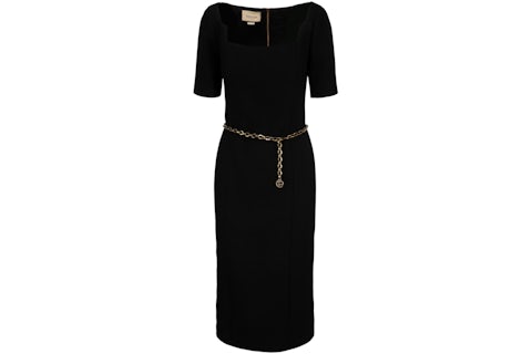 Gucci Short Sleeve Wool Dress Black - US Gucci Short Sleeve Wool Dress Black - US