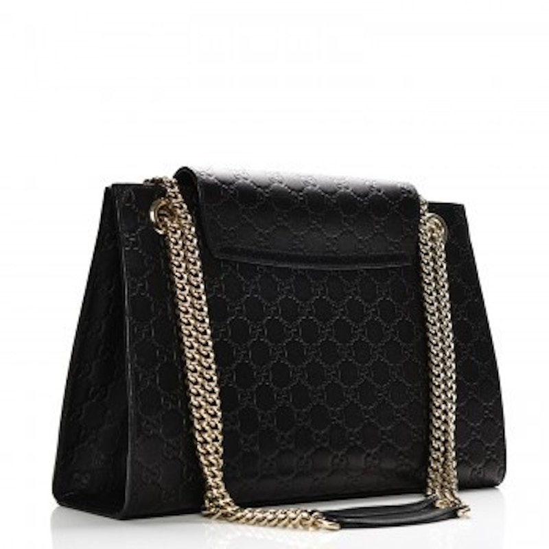 Gucci Emily Shoulder Bag Guccissima Large Black