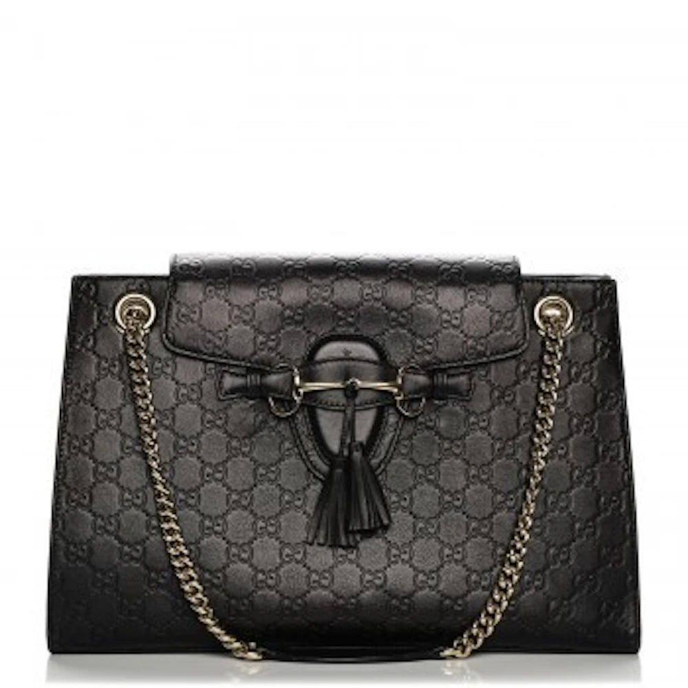 Gucci Dome Leather Medium Shoulder Bag Black