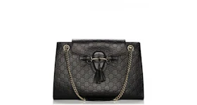 Gucci Emily Shoulder Bag Guccissima Large Black