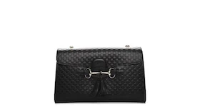 Gucci Emily Chain Shoulder Bag MicroGuccissima Black