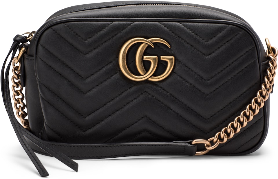 falanks Lily Antipoison Gucci GG Marmont Camera Bag Matelasse Small Black in Leather with ANTIQUE  GOLDTONE - US