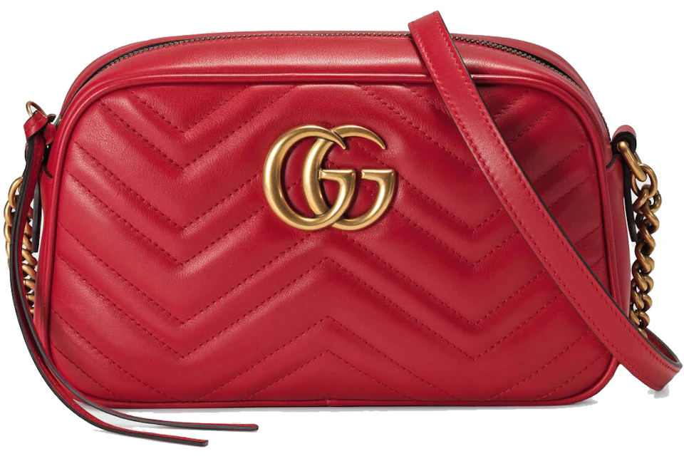 Gucci GG Marmont Camera Bag Matelasse Small Hibiscus Red