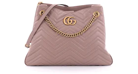 Gucci GG Marmont Chain Shoulder Bag Matelasse Taupe