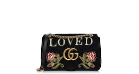 Gucci GG Marmont Shoulder Bag Embroidered Medium Black Multicolor