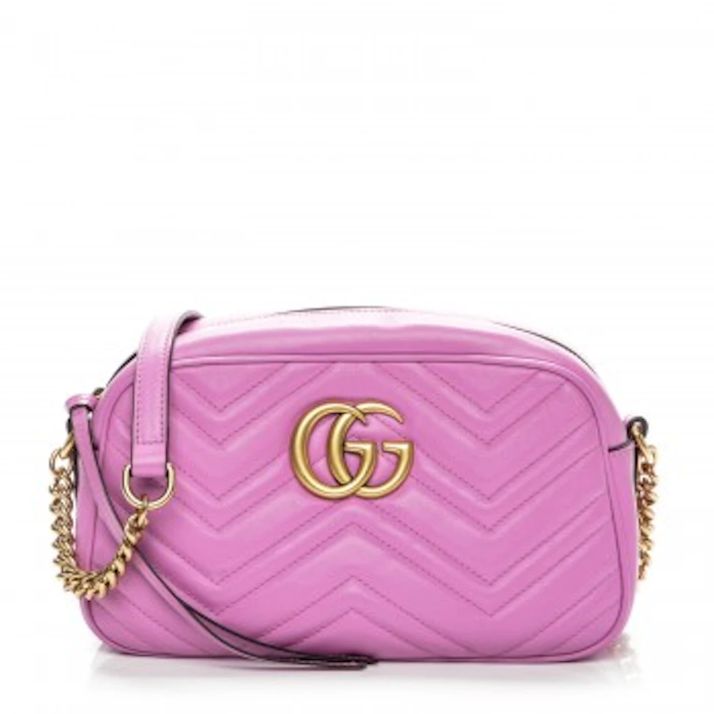 Gucci GG Marmont Shoulder Bag Matelasse Small Bright Pink in Calfskin  Leather - US
