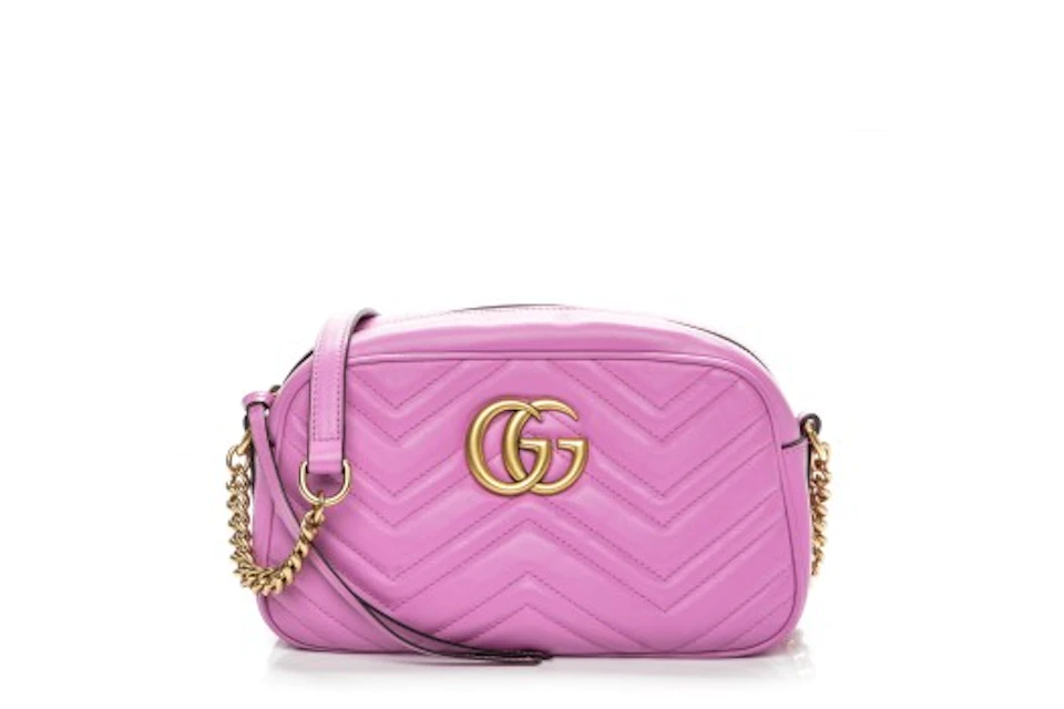Gucci GG Marmont Shoulder Bag Matelasse Small Bright Pink in Calfskin  Leather - US