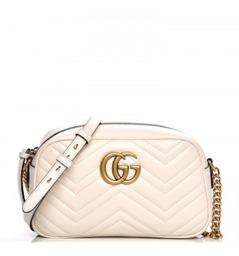 Gucci GG Marmont Small Matelasse Shoulder Bag White in Leather