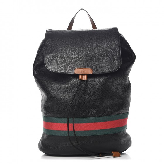 Gucci Signature Backpack Web Black in Calfskin with Silver Tone US