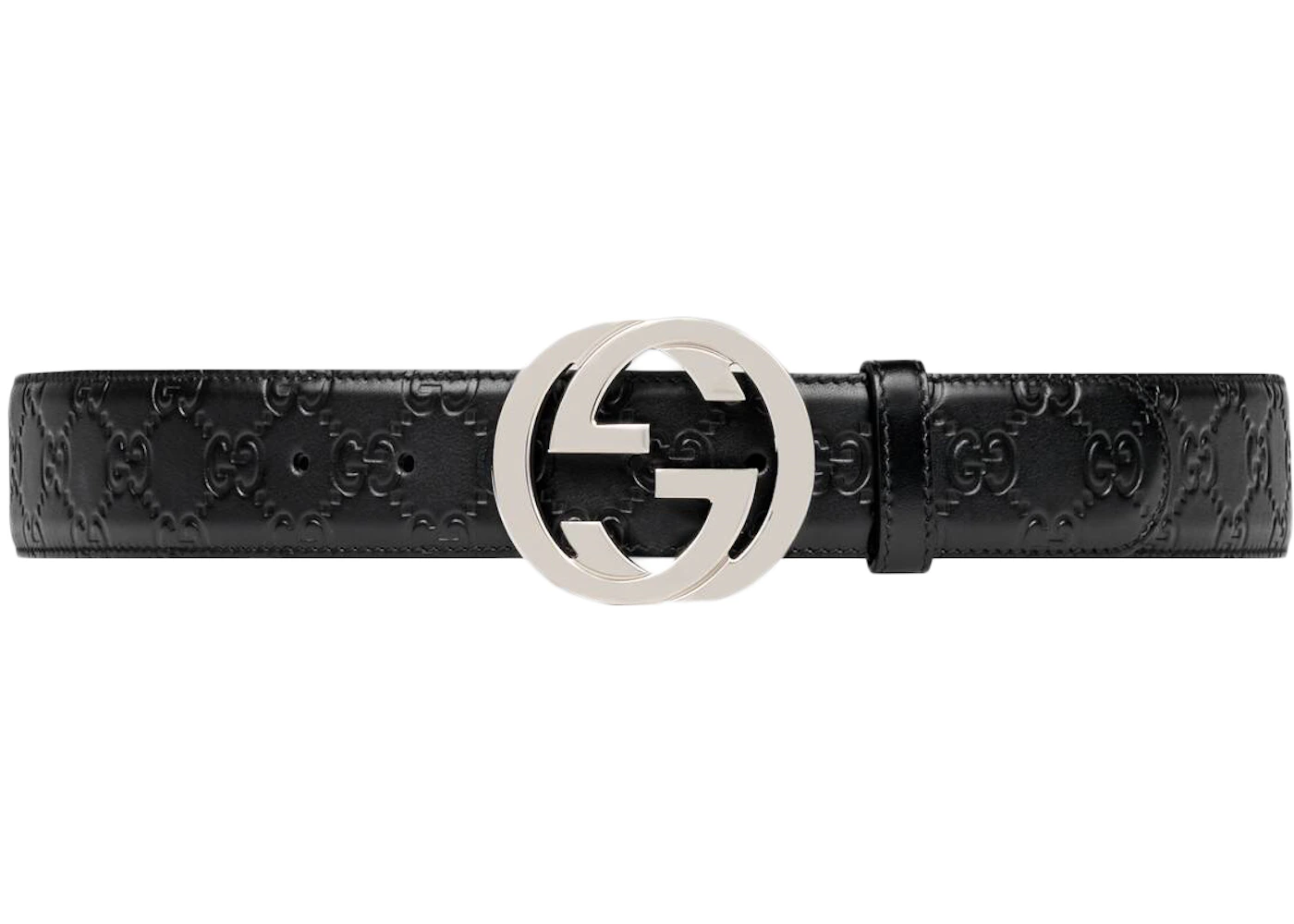 Gucci Signature Leather Belt Black in Leather with Palladium-tone US