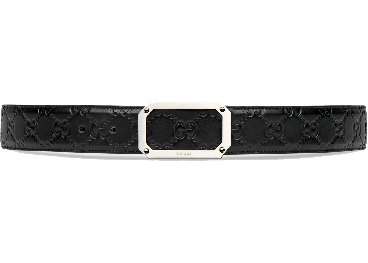 Gucci Signature Leather Belt Rectangle Buckle Black in Leather with ...
