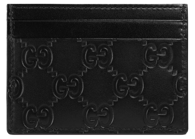 Gucci Signature Leather Card Holder GG (5 Card Slot) Black in 