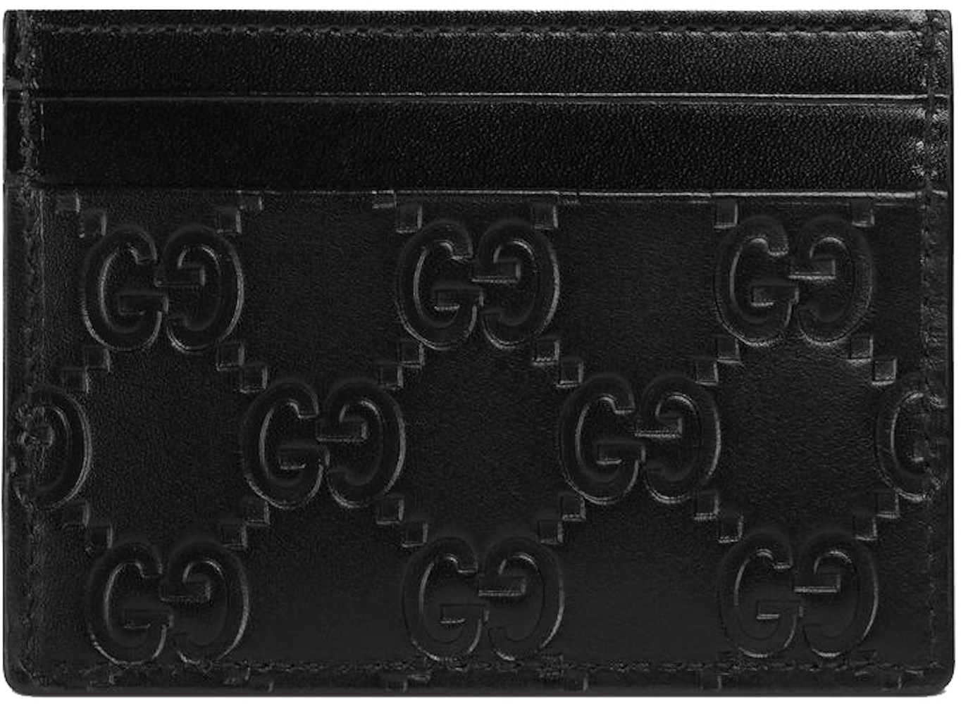 identifikation Hukommelse Bliv såret Gucci Signature Leather Card Holder GG (5 Card Slot) Black in Calfskin  Leather