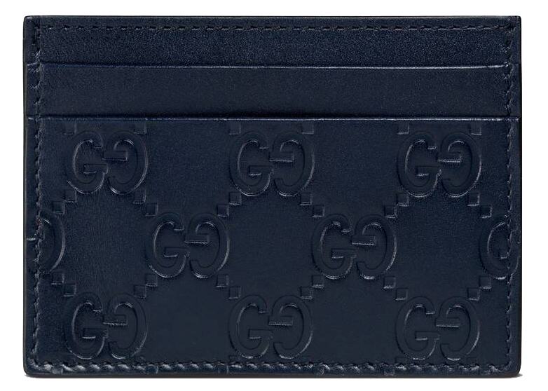 Gucci Signature Leather Card Holder GG (5 Card Slot) Blue in 