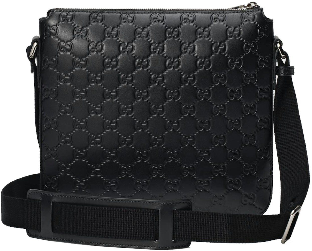 Gucci Signature Messenger Black in Leather with Silver-tone