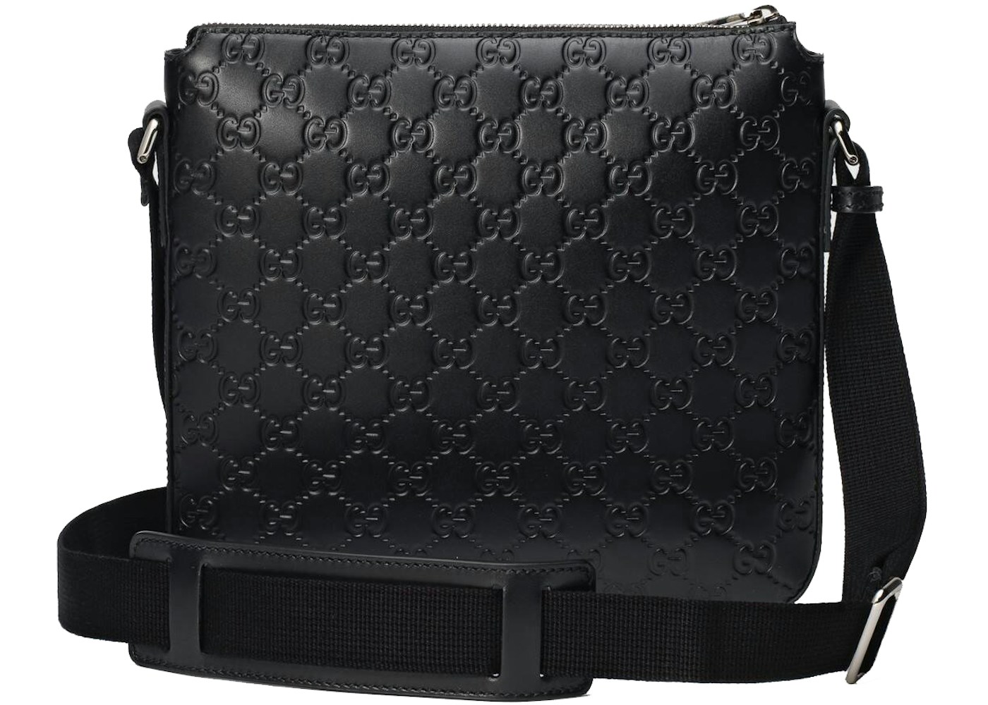 Gucci Signature Messenger Black in Leather with Silver-tone