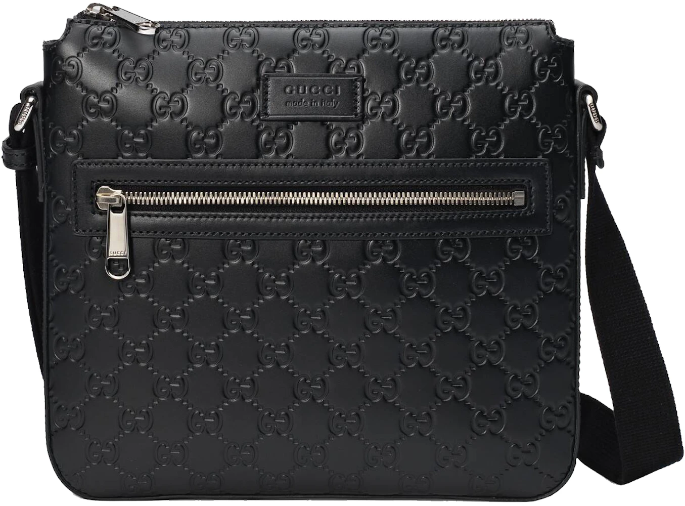 Gucci GG Signature Leather Black Messenger Bag 406408