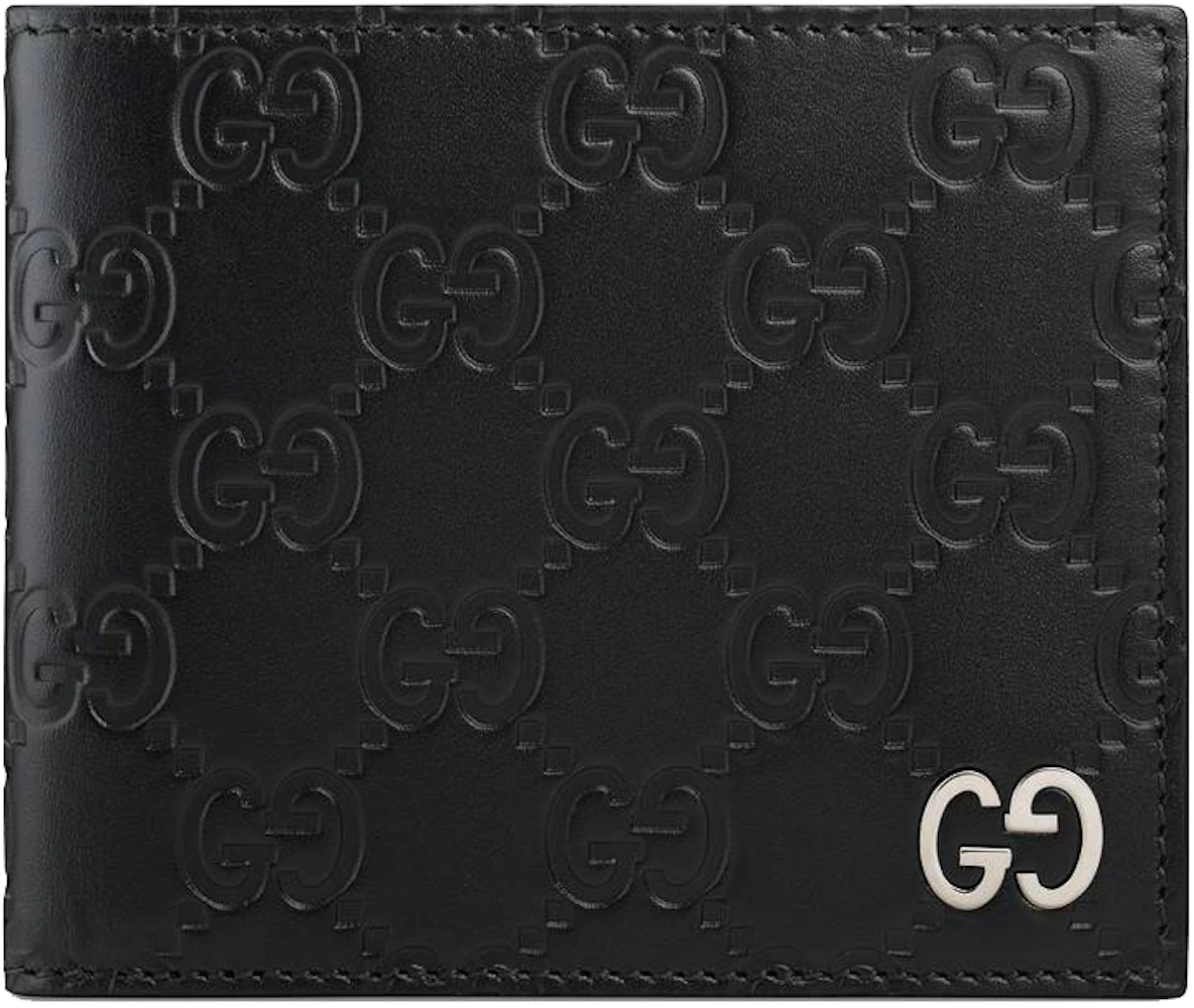 Black Leather Gucci Stripe Checkbook Wallet — Twin Hearts Vintage