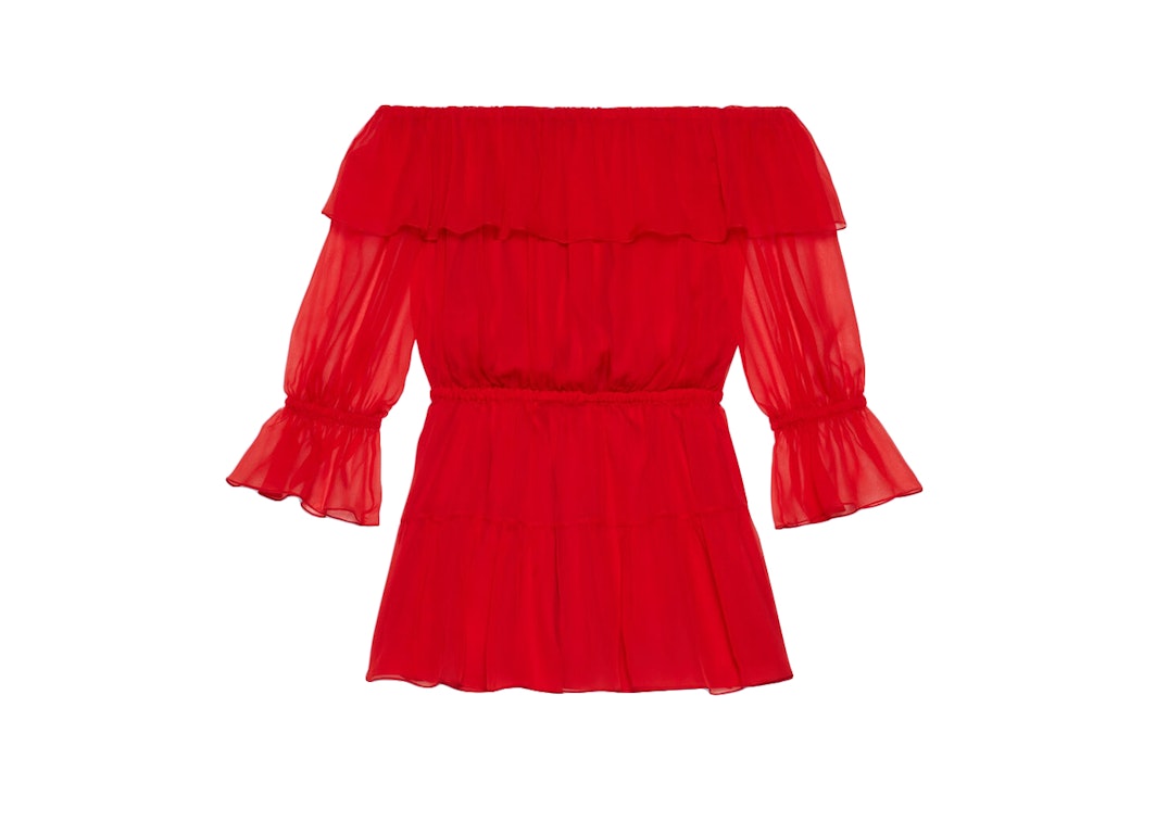 Pre-owned Gucci Silk Chiffon Dress Red
