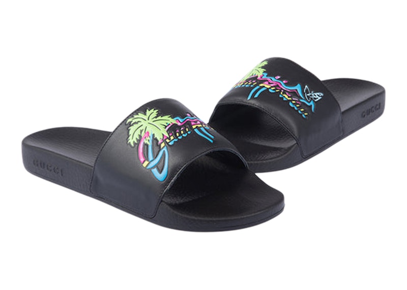 Gucci Slide Hawaii Black Multi Men's 630601 DIR00 1000 US