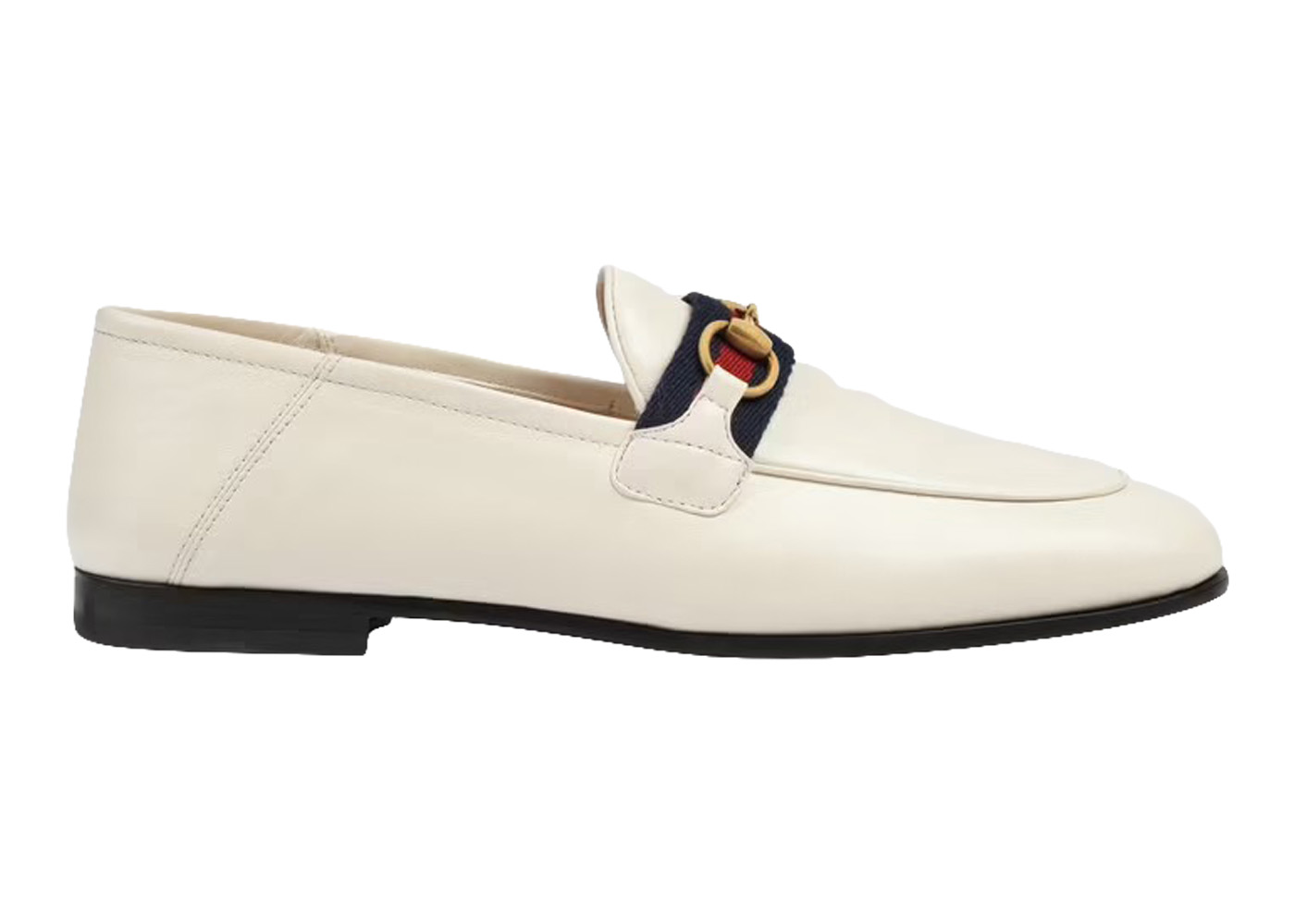 Gucci Slip On Loafer with Web White Leather
