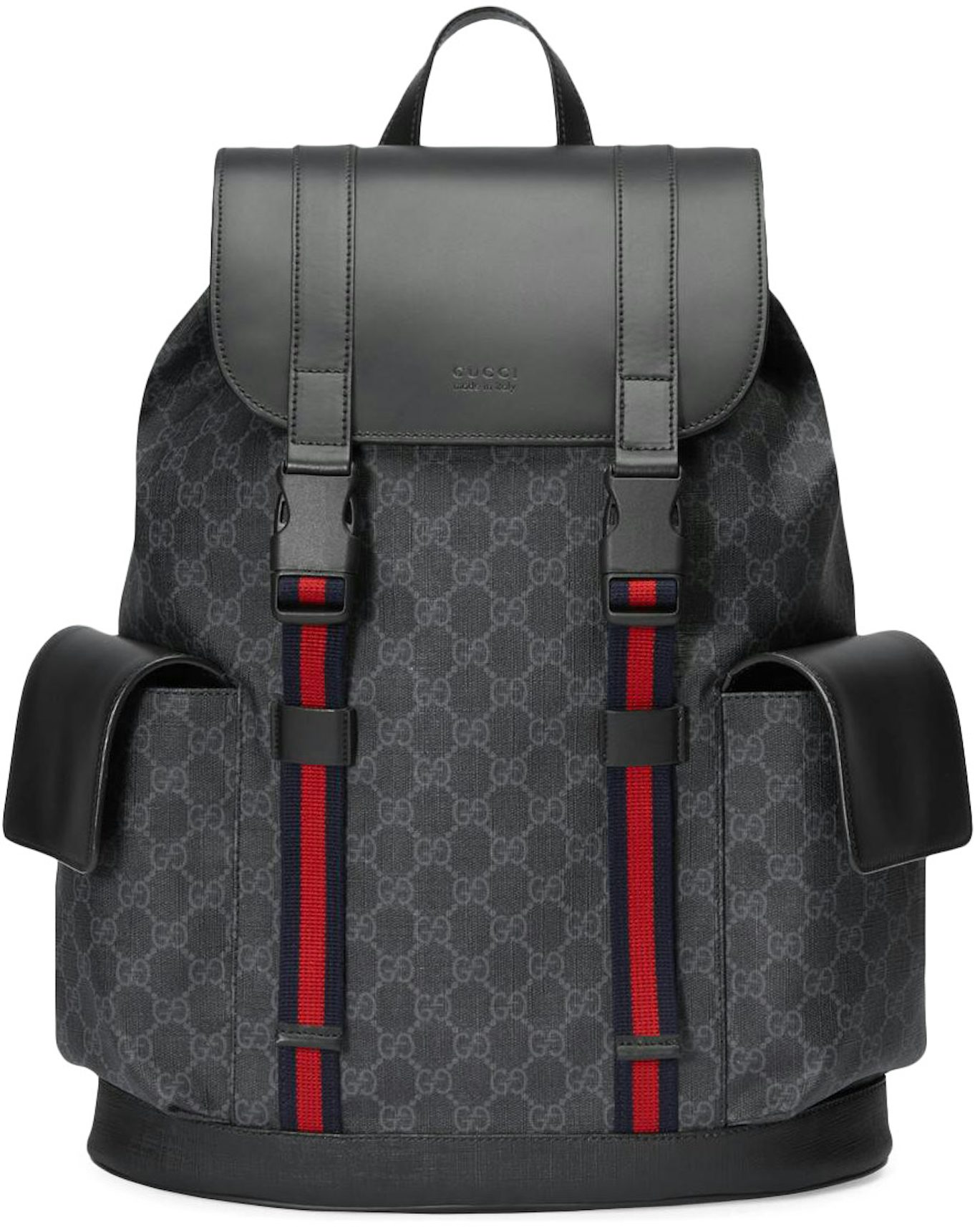Gucci, Soft GG Supreme Web Strap Black Red Belt Bag — Junk Jeans
