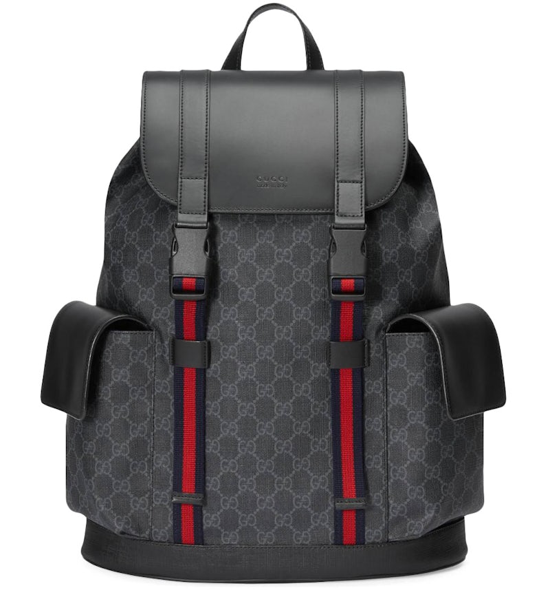 Sac à dos souple Gucci Supreme Bleu/Rouge Noir/Gris with Silver
