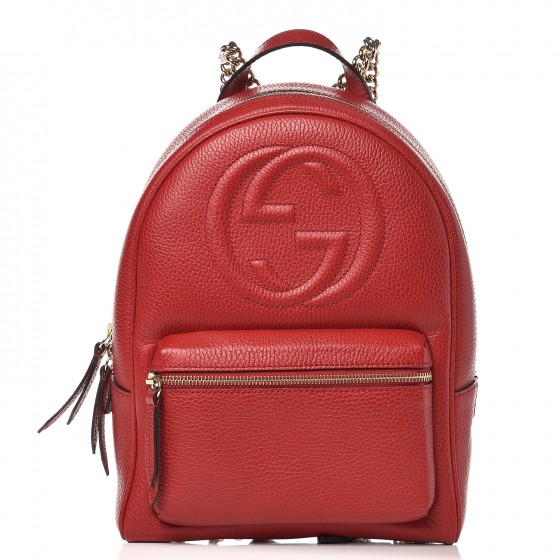 Gucci Soho Backpack Red in Pebbled 