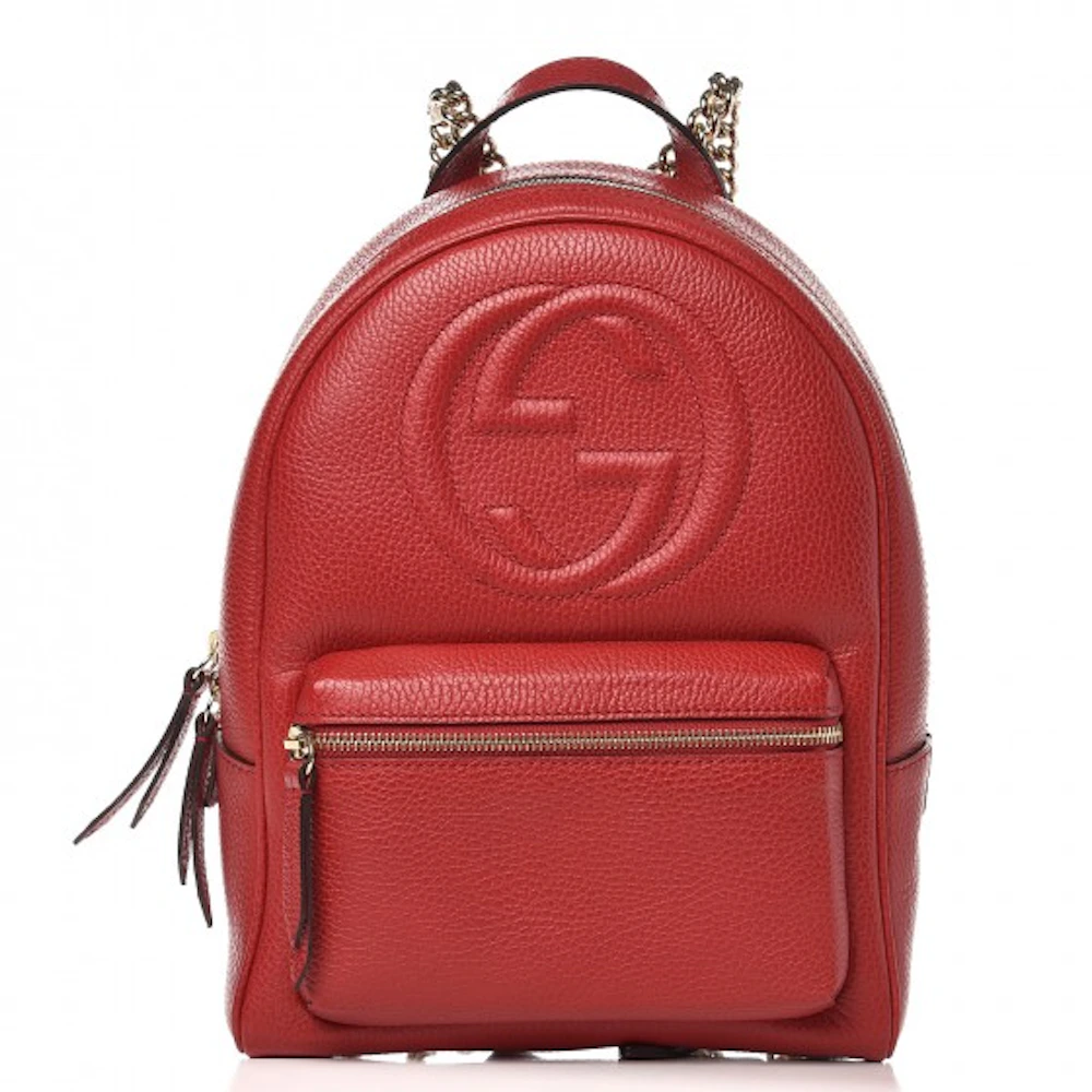 Gucci Soho Backpack Red in Pebbled Calfskin with Light Gold-tone - GB