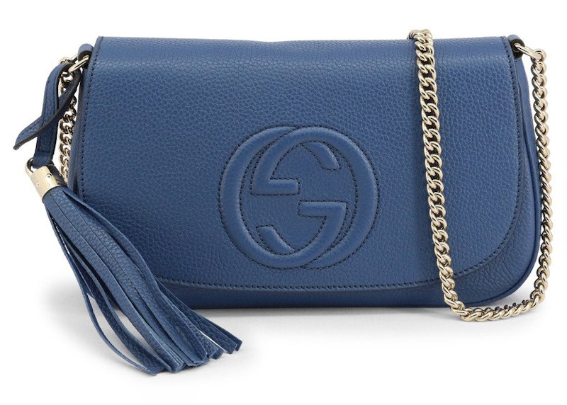 Gucci Soho Bree Crossbody Bag Blue in Leather with Gold tone JP