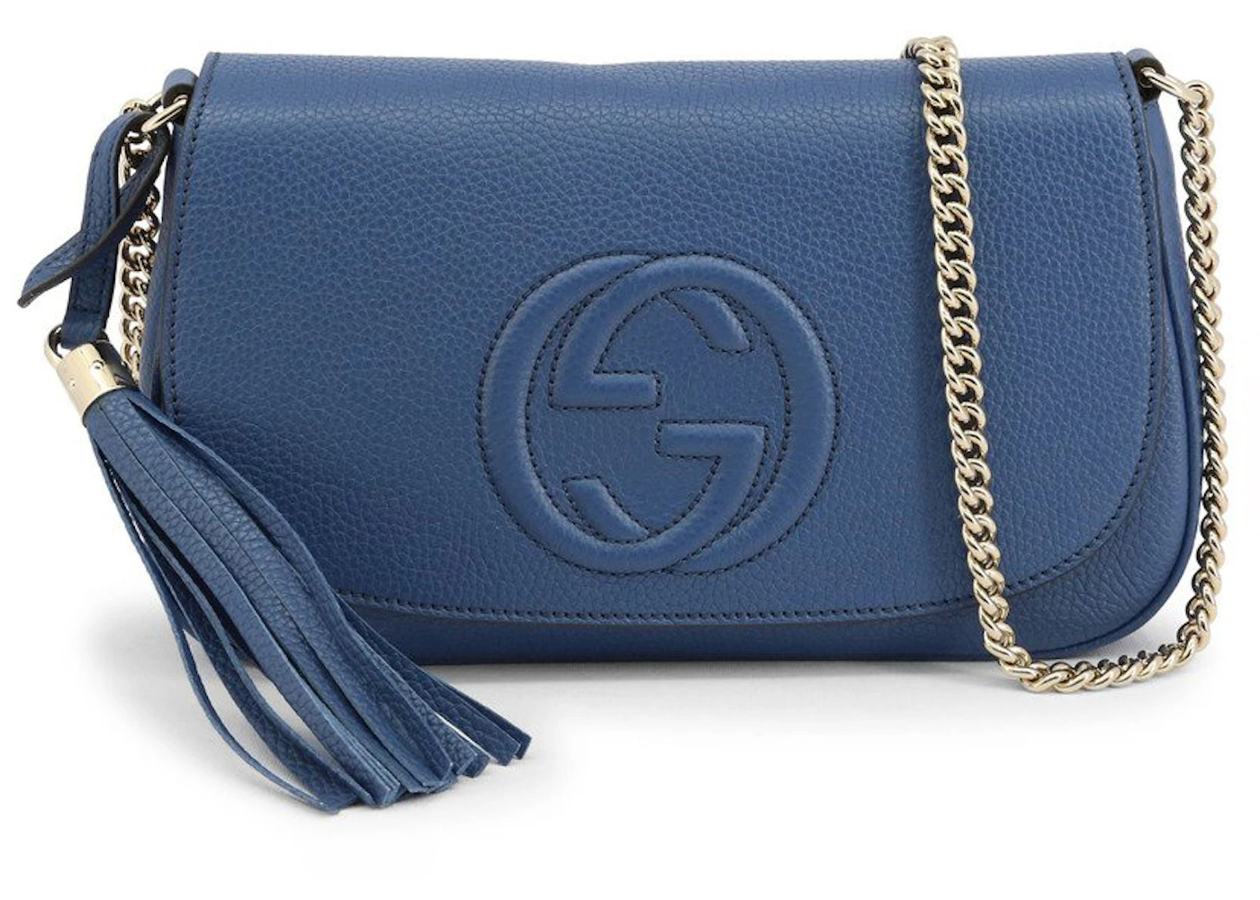 Gucci Soho Bree Crossbody Bag Blue in Leather with Gold-tone - US