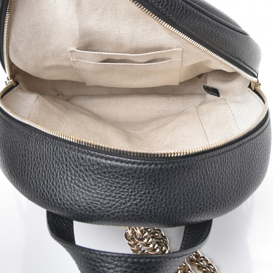gucci pebbled calfskin soho chain backpack black