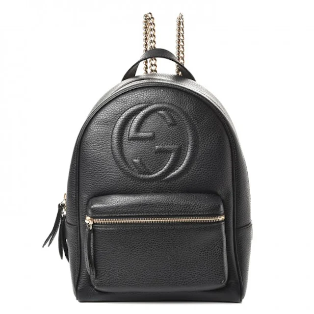 Gucci Soho Chain Backpack Black in Pebbled Calfskin with Gold-tone - US