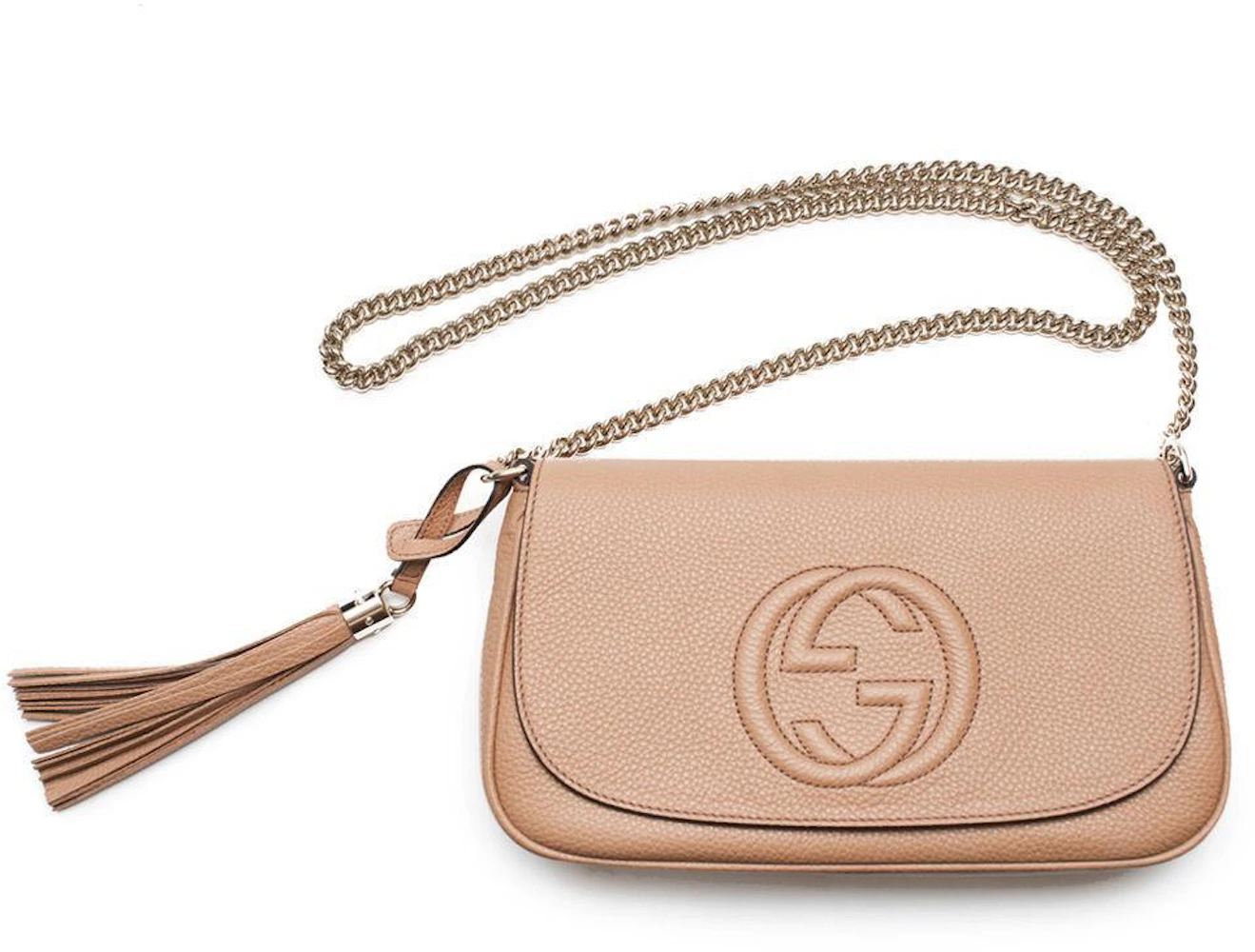 Gucci Soho Chain Beige in Pebbled Calfskin with Gold-tone - US