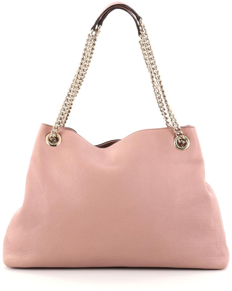 Gucci Soho Chain Medium Dusty Rose in Pebbled Calfskin with Gold-tone