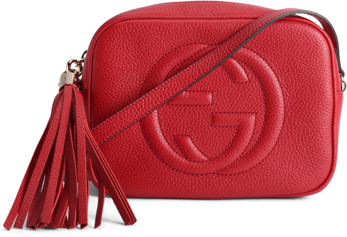 hale Fighter kaos Gucci Soho Disco Leather Small Red in Grained Leather with Light Gold-tone  - US