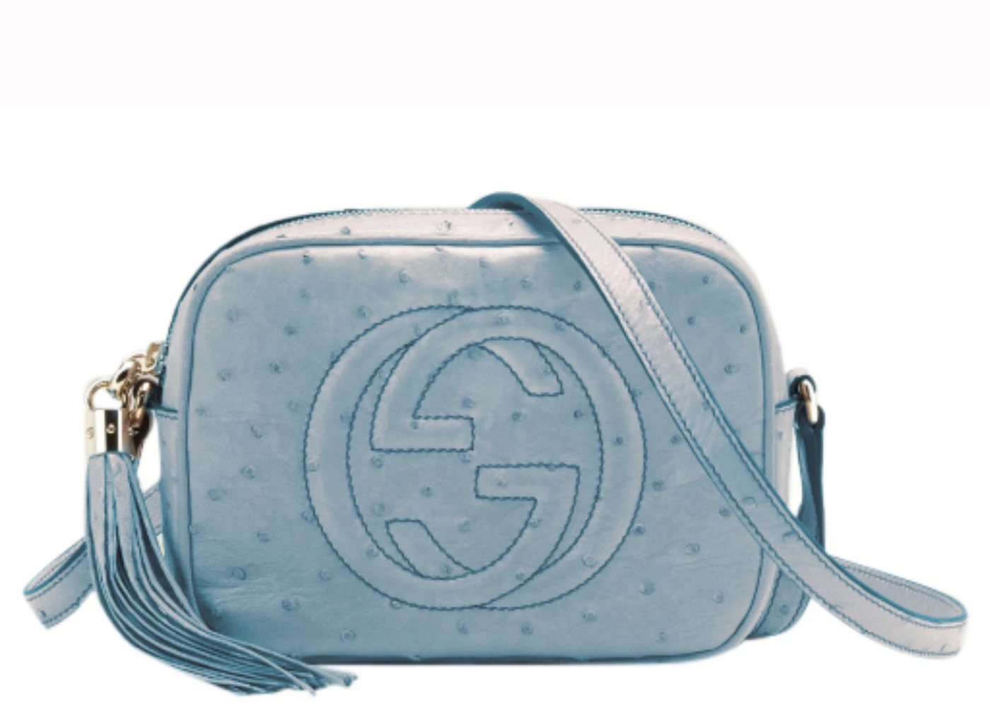 Gucci Soho Disco Ostrich Blue in with Gold-tone -