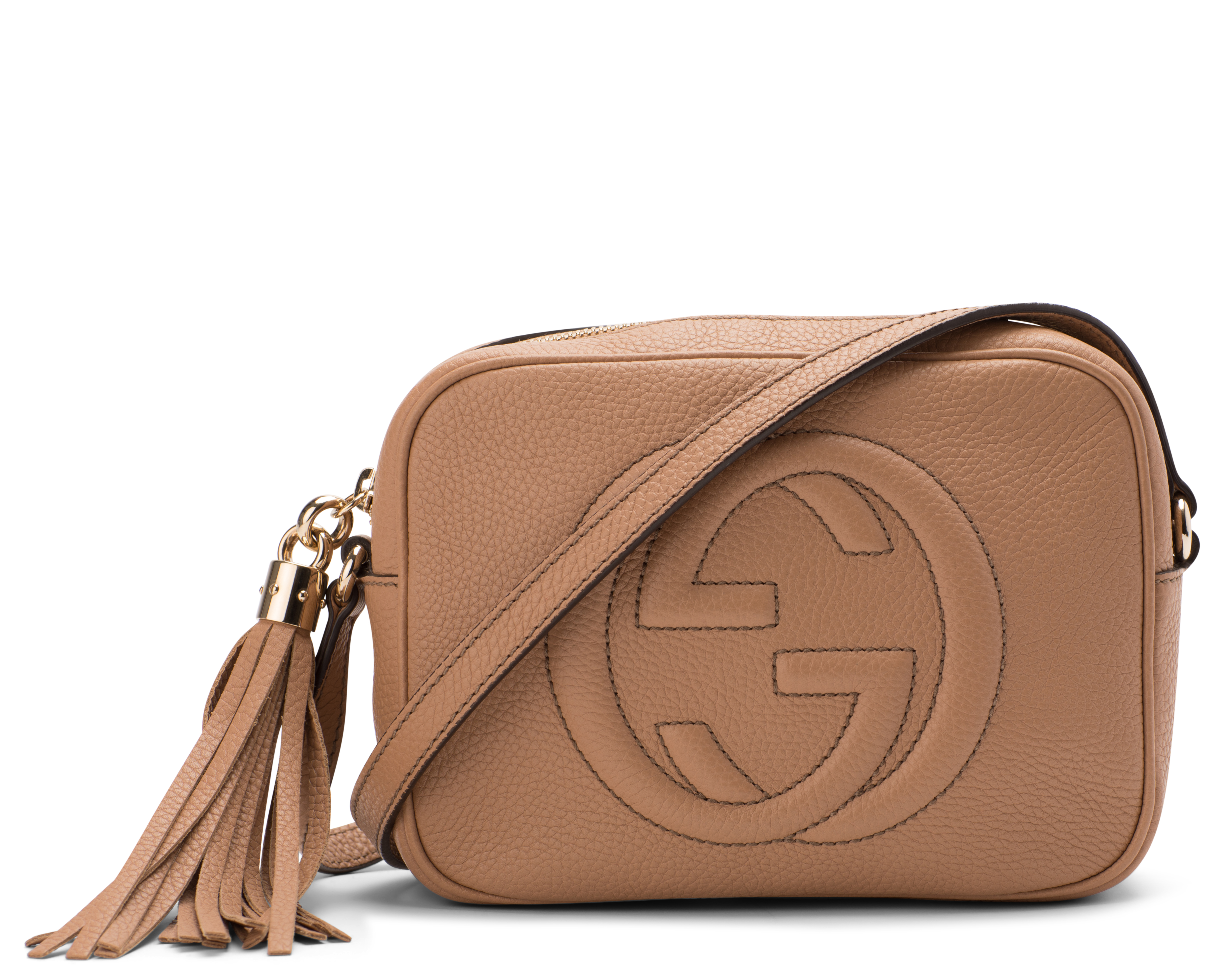 Gucci Soho Disco Leather Small Rose Beige in Pebbled Calfskin with