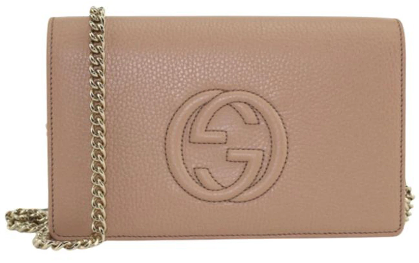 Soho Wallet on Chain Beige in Leather with Silver-tone -