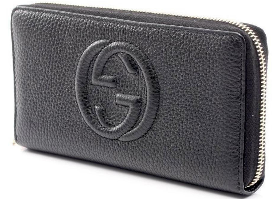 Gucci Soho Long Zipper Wallet Black in Leather with Gold-tone - US