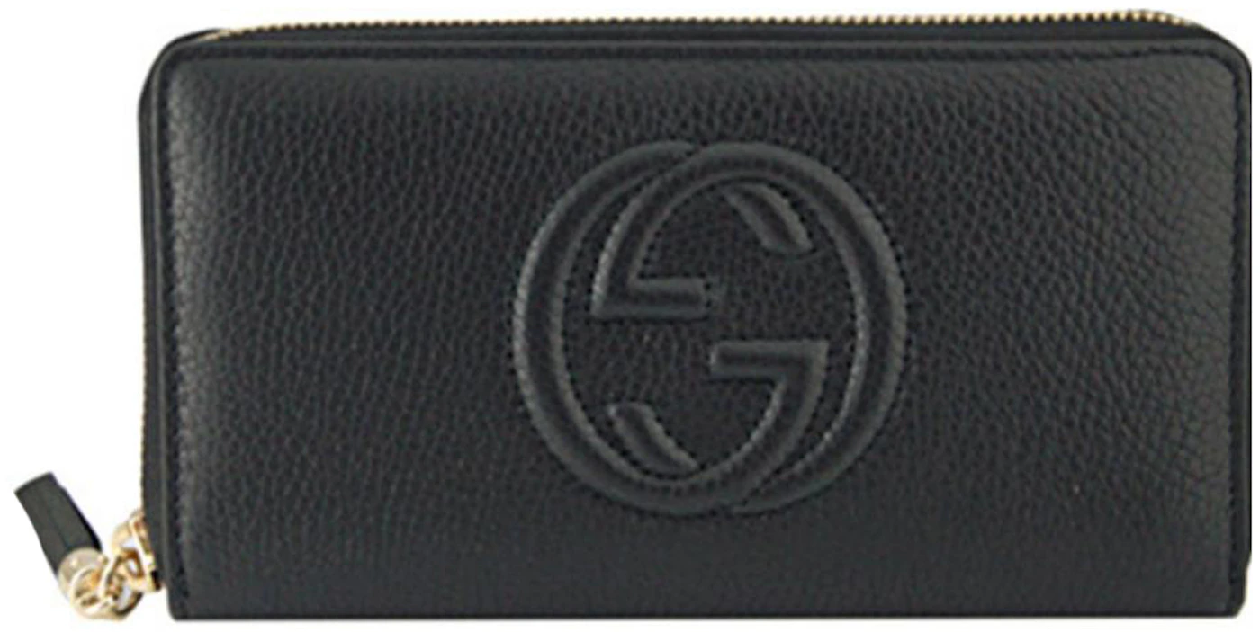 Gucci Soho Long Zipper Wallet Black in Leather with Gold-tone - US