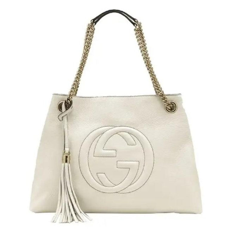 Pre-owned Gucci Soho Pebbled Chain Hobo Bag Medium White