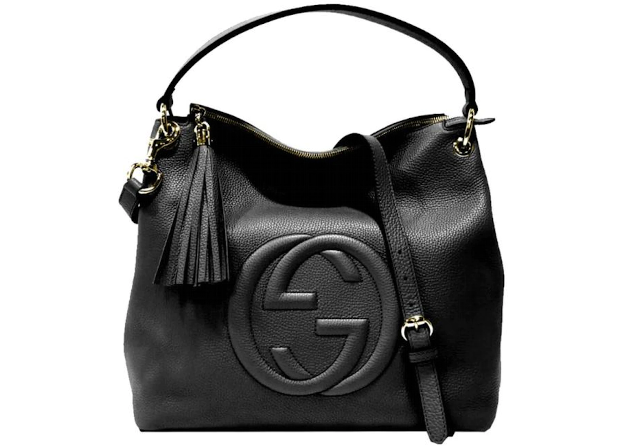 Gucci Soho Pebbled Hobo Bag Black in Leather with Gold-tone - GB