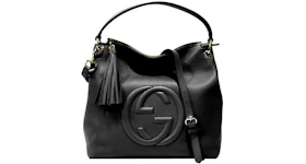 Gucci Soho Pebbled Hobo Bag Black