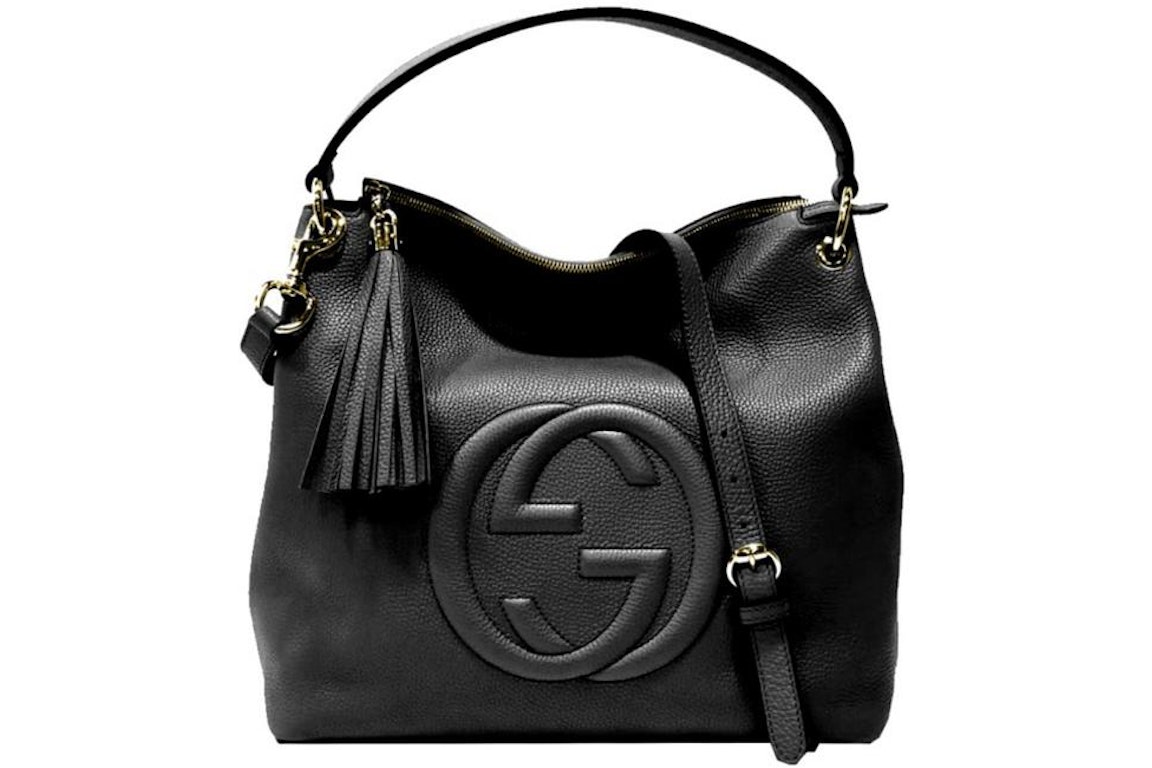 Pre-owned Gucci Soho Pebbled Hobo Bag Black