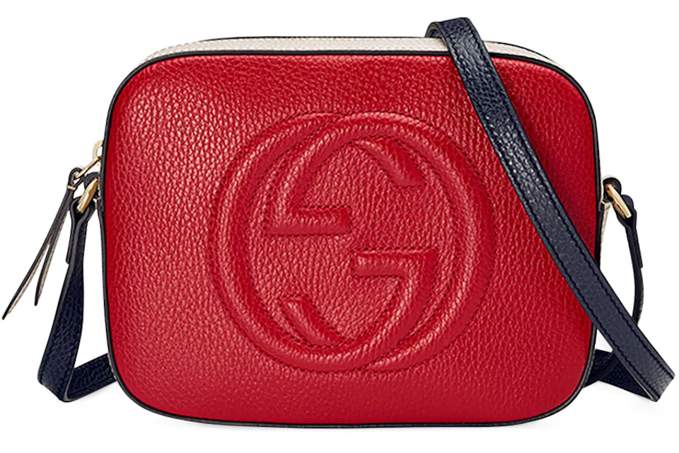 Gucci Soho Disco Red/White/Blue in Textured Leather with Gold-tone - US