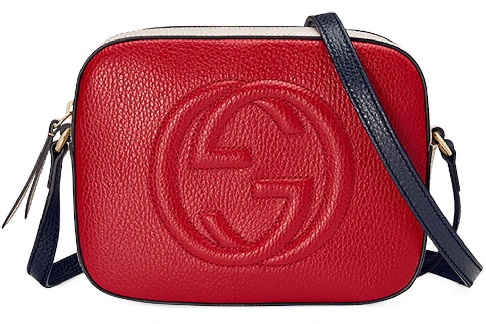 Literatura SIDA constante Gucci Soho Disco Red/White/Blue in Textured Leather with Gold-tone - US
