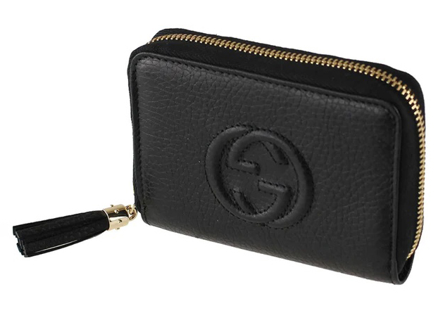 Gucci Soho Zip Around Short Wallet Black in Calfskin Leather with