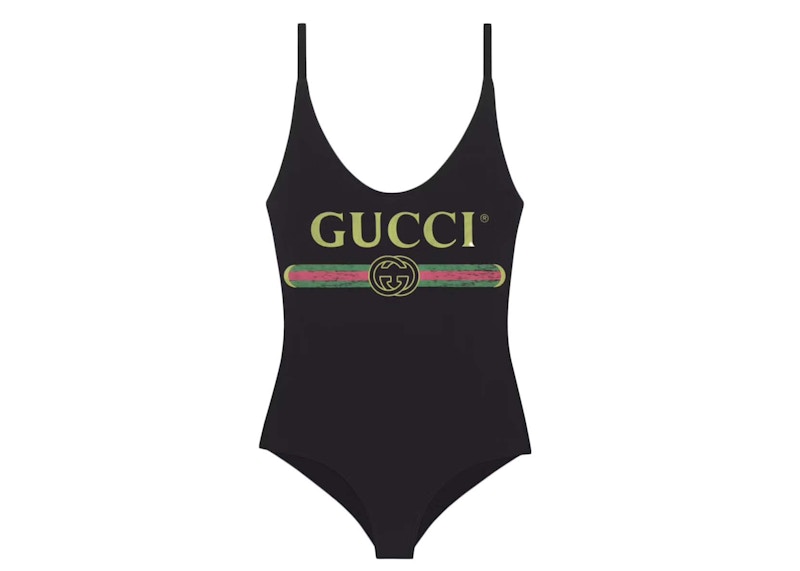 Gucci Sparkling Gucci Logo One piece Swimsuit Black SS22 US