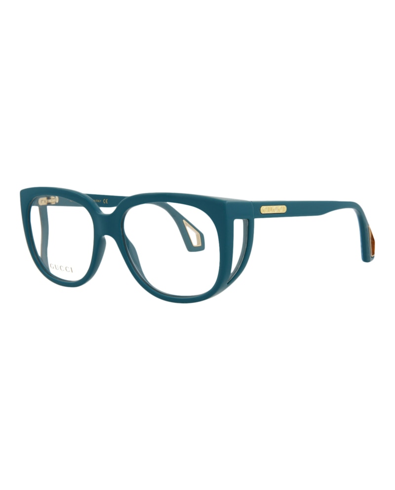 Pre-owned Gucci Women's Square Eyeglasses/30006525003) In Blue/transparent (gg0470o